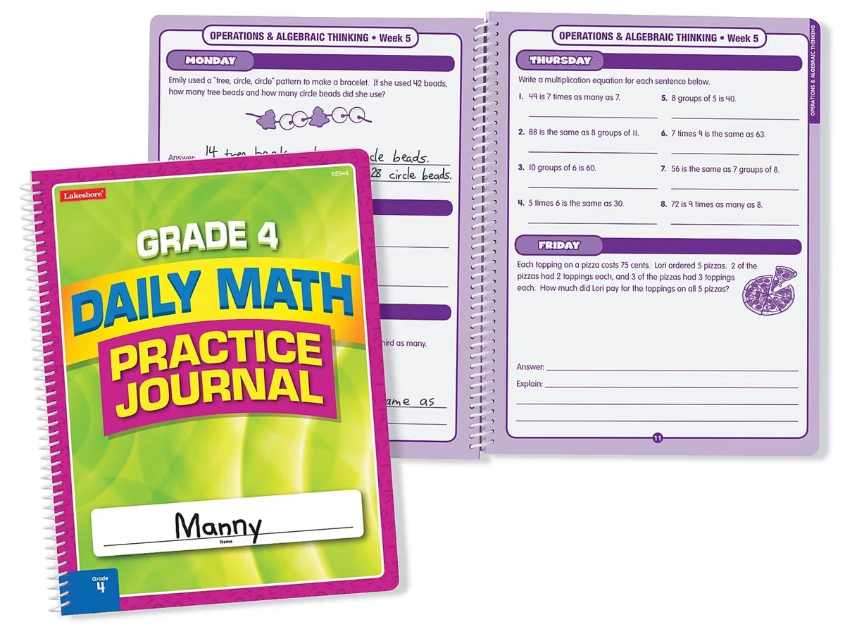 Daily Math Practice Journal - Gr. 4 - US 7637