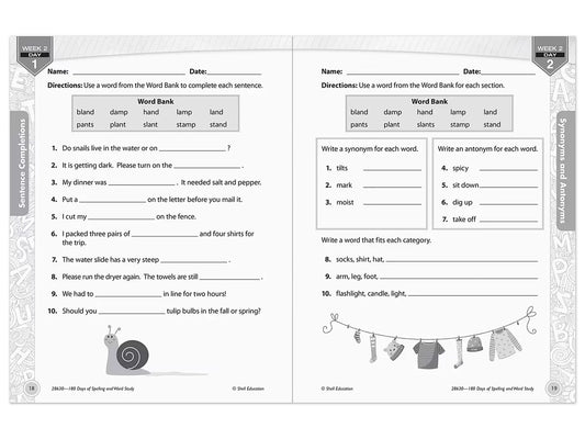 180 Days of Spelling Workbook - Gr. 2 - US 7457