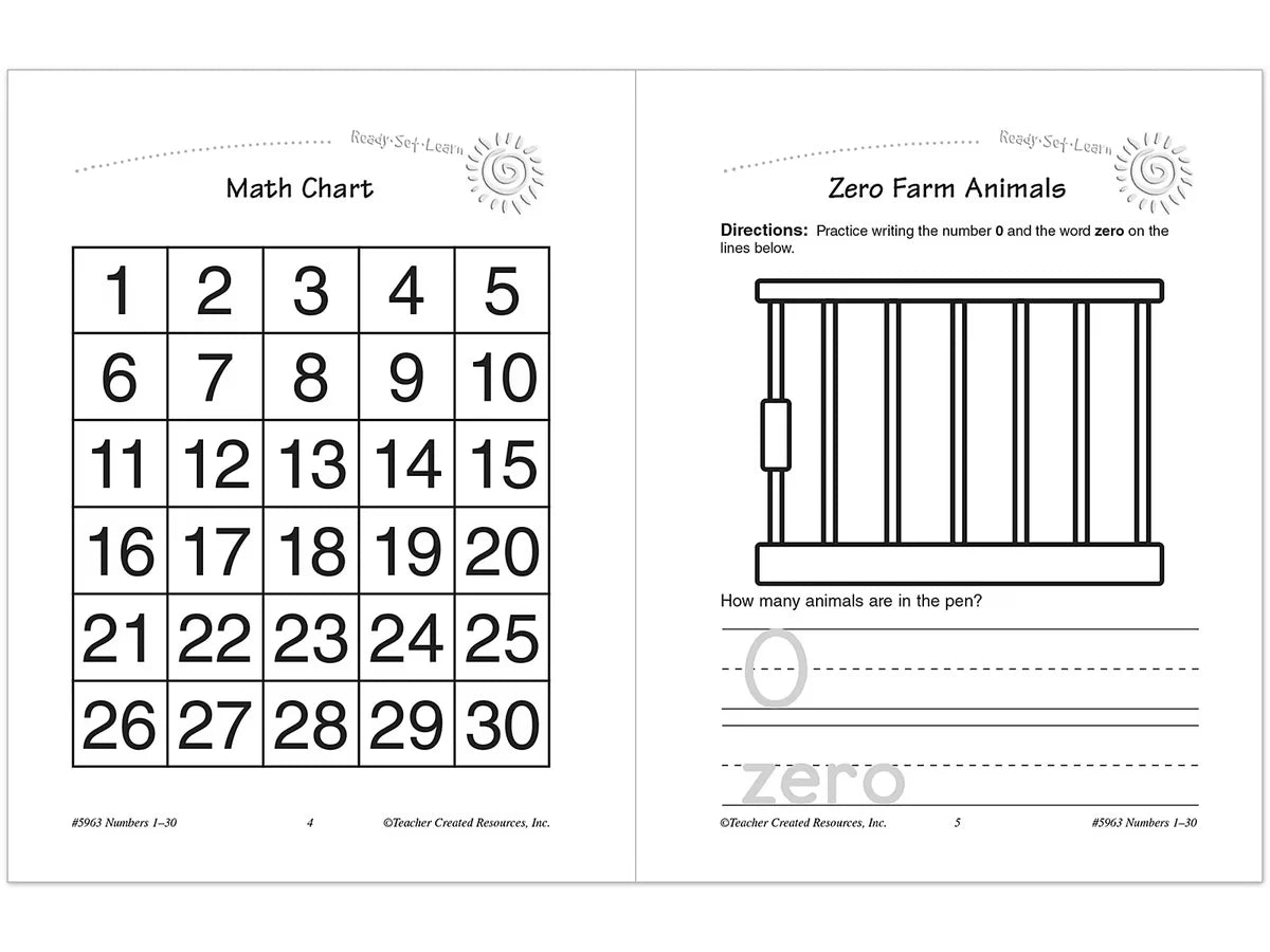 Numbers 1-30 Workbook - US 3012