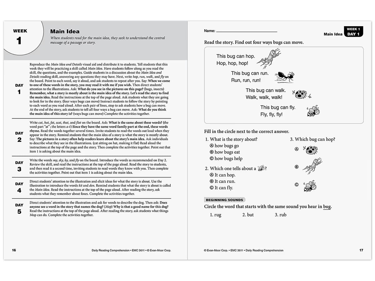 Daily Reading Comprehension Activities Workbook - Gr. 1 - US 2061