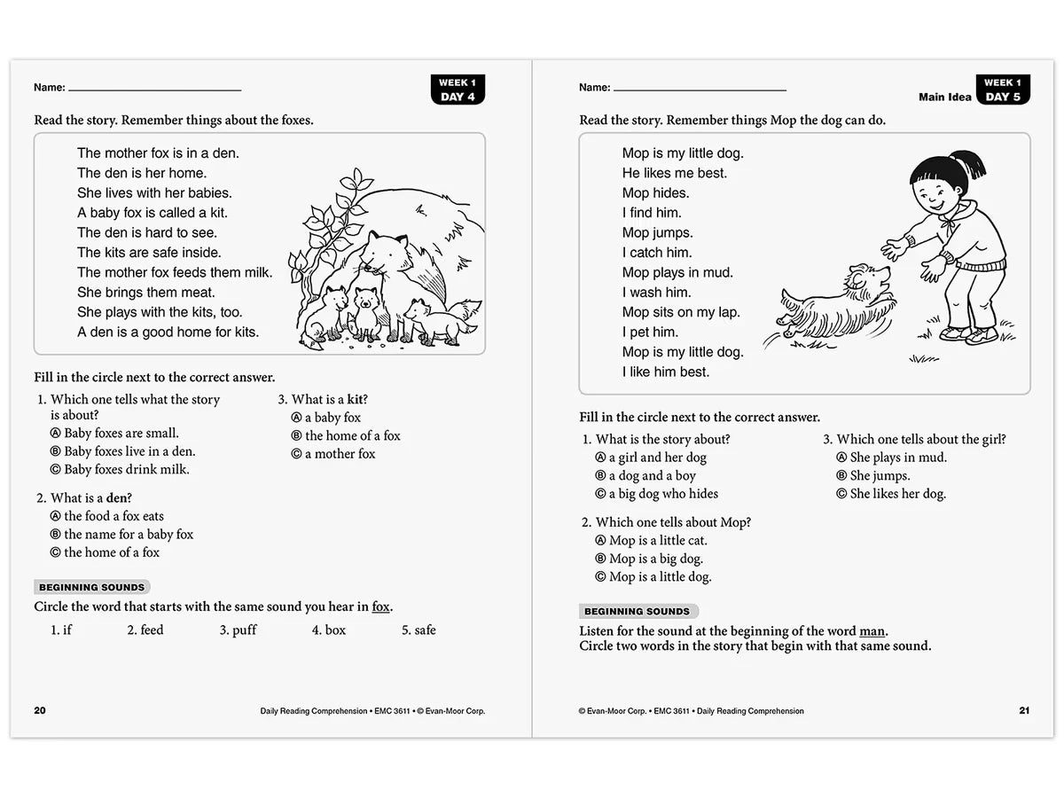 Daily Reading Comprehension Activities Workbook - Gr. 1 - US 2061