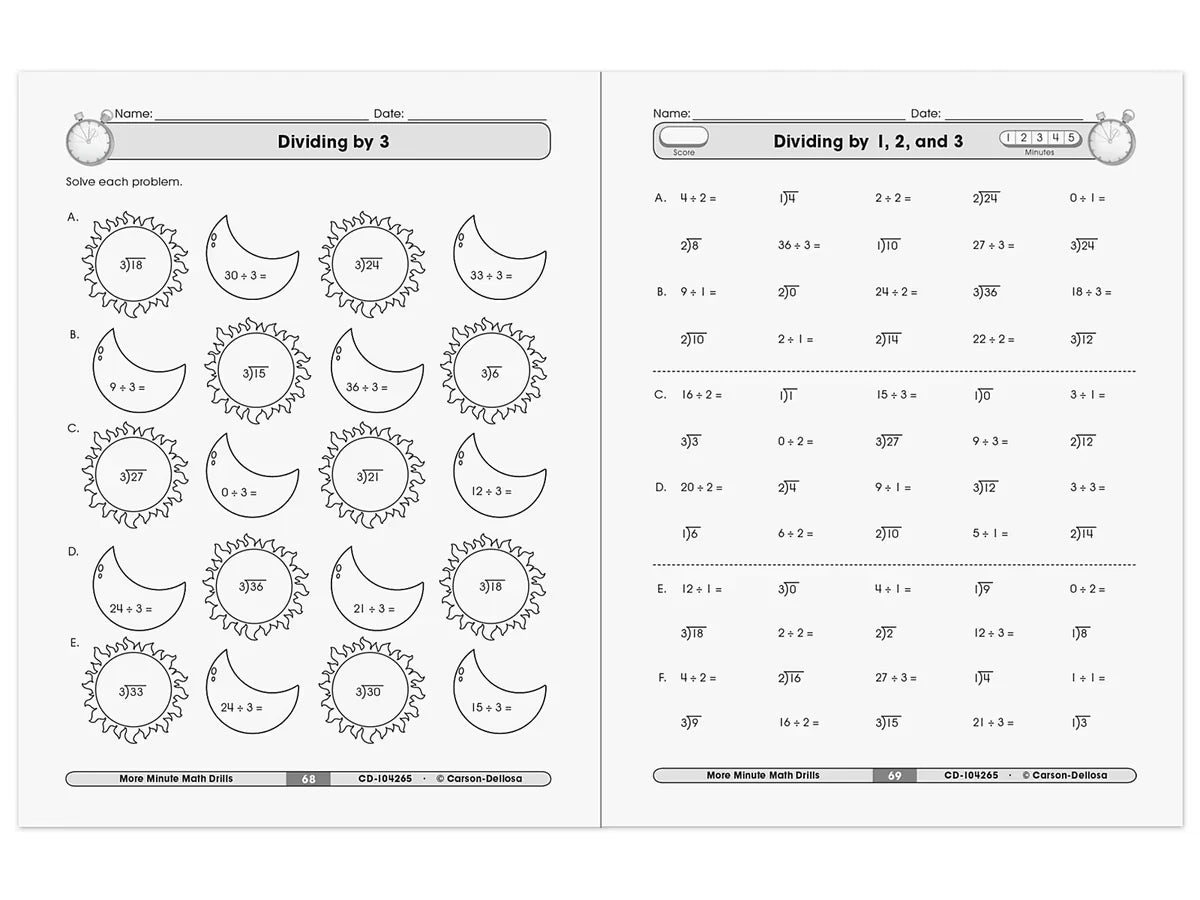Multiplication & Division Minute Math Drills Workbook - US 8657