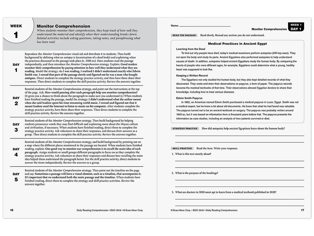 Daily Reading Comprehension Activities Workbook - Gr. 6 - US 1242