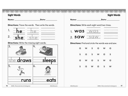 Phonics for Kindergarten Workbook - US 1415