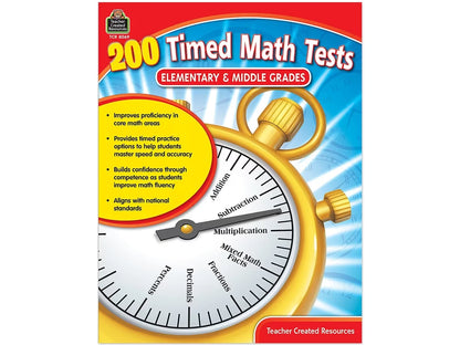 200 Timed Math Tests Workbook - US 2989