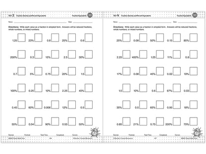 200 Timed Math Tests Workbook - US 2989