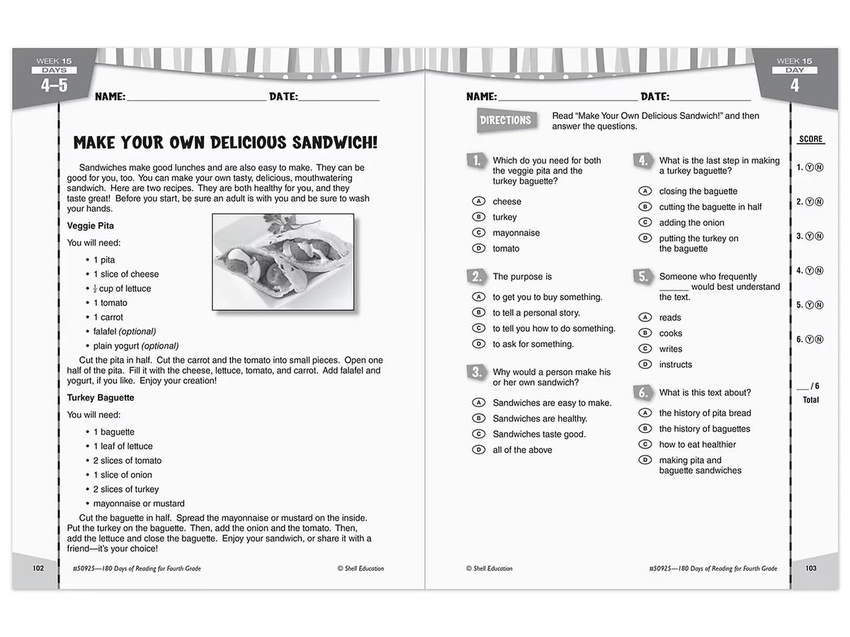 180 Days of Reading Workbook - Gr. 4 - US 8641