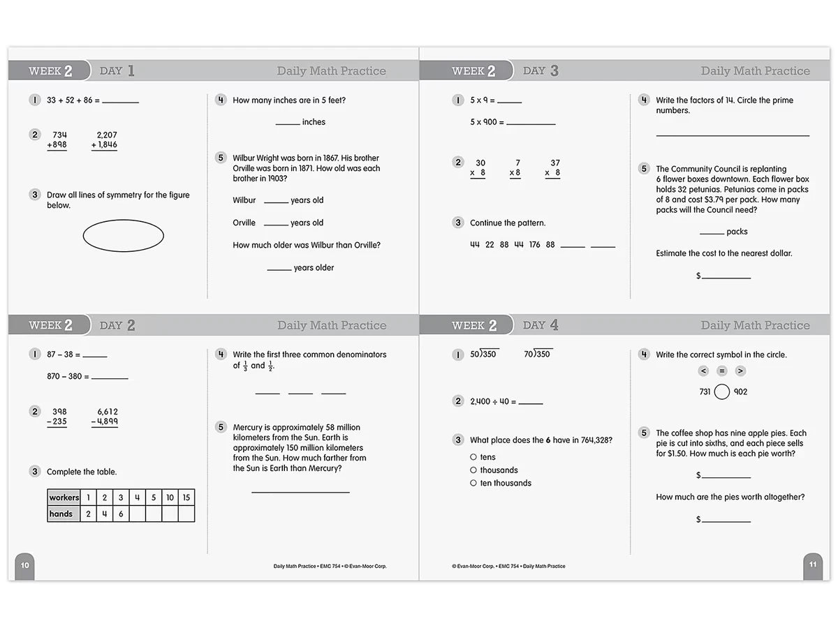 Daily Math Practice Workbook - Gr. 5 - US 1999
