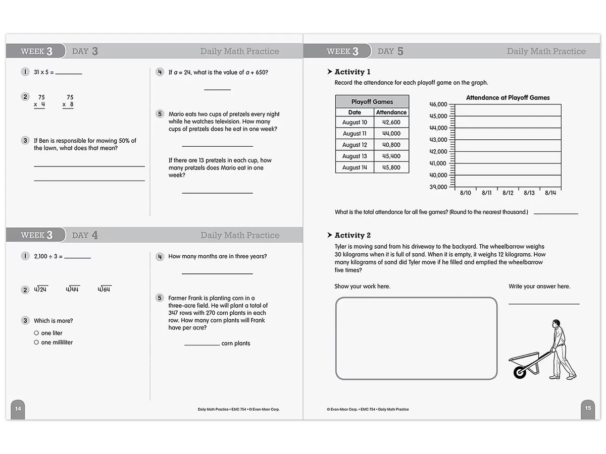 Daily Math Practice Workbook - Gr. 5 - US 1999