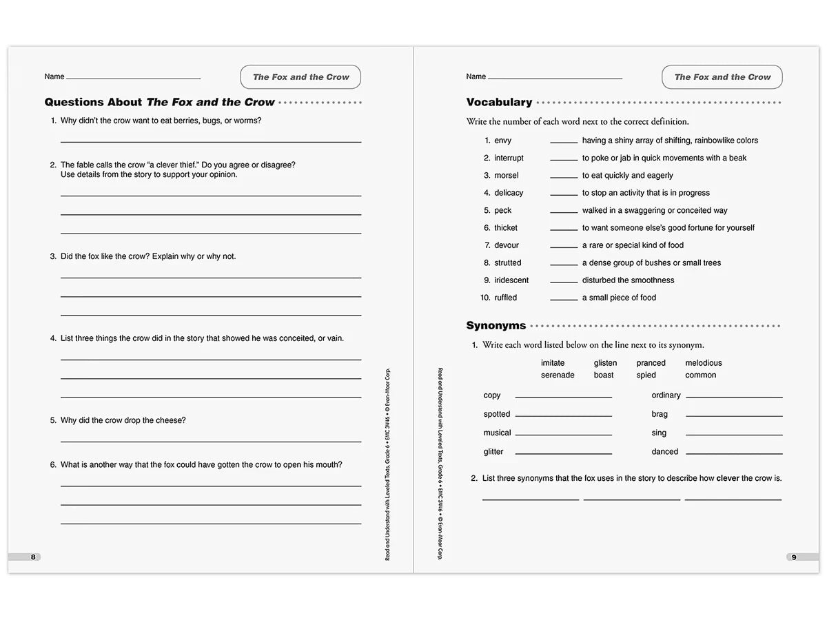 Read & Understand with Leveled Texts Workbook - Gr. 6 - US 6502