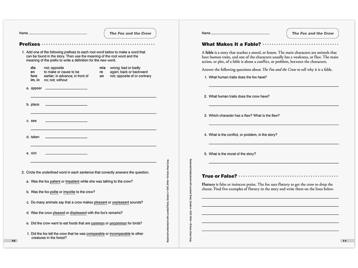 Read & Understand with Leveled Texts Workbook - Gr. 6 - US 6502