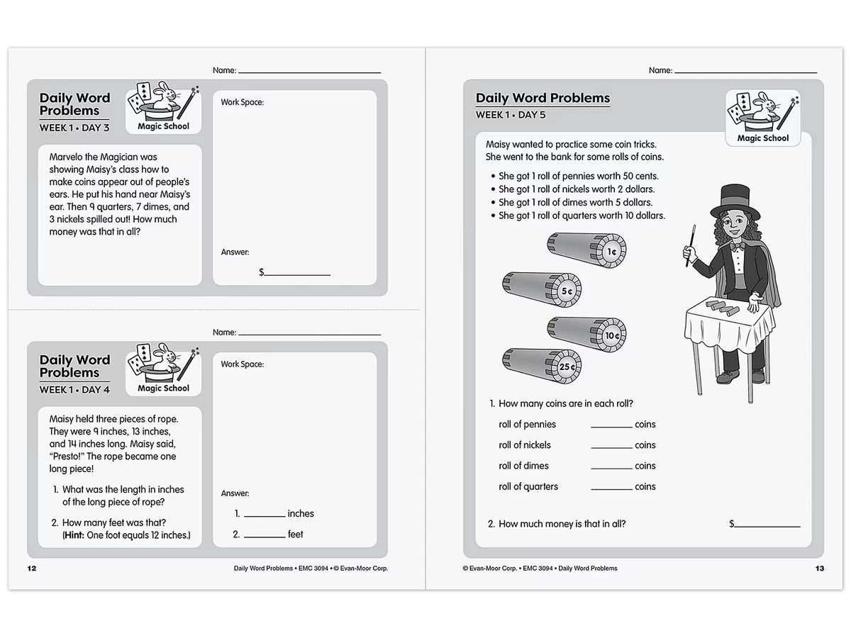 Daily Word Problems Workbook - Gr. 4 - US 2004