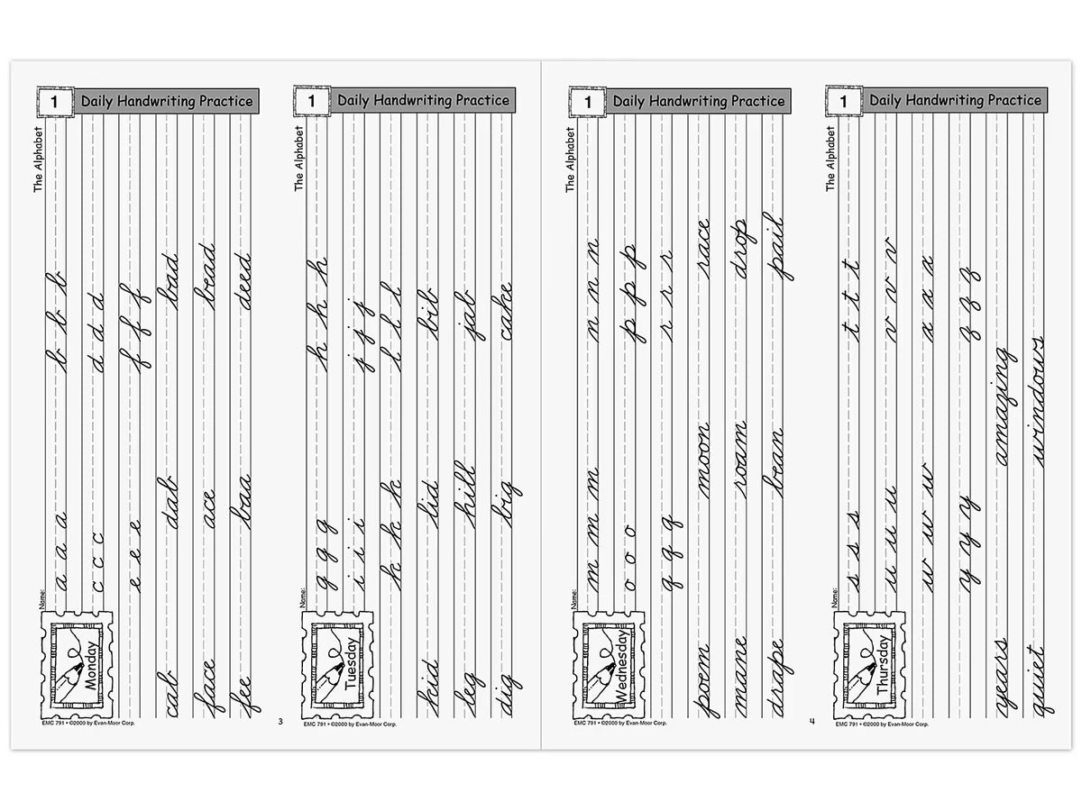 Traditional Cursive Daily Handwriting Practice Workbook - US 9050