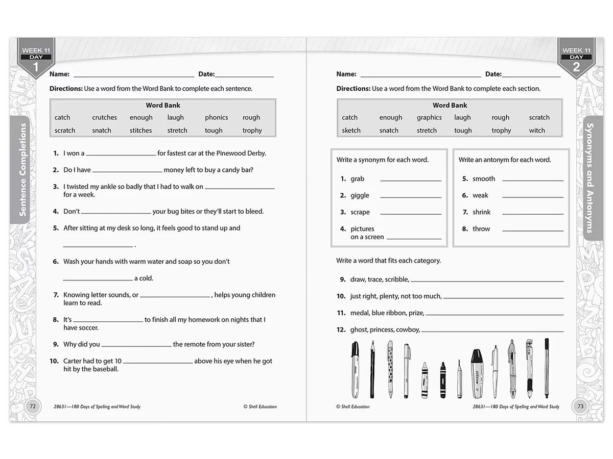 180 Days of Spelling Workbook - Gr. 3 - US 7889