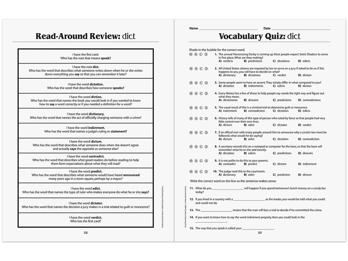 Greek & Latin Roots Workbook - US 5480