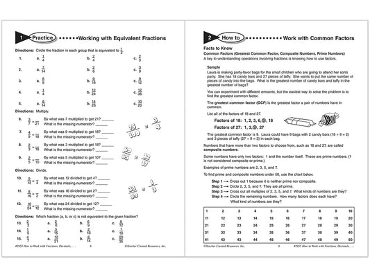 How to Work with Fractions, Decimals & Percents Workbook - US 8973