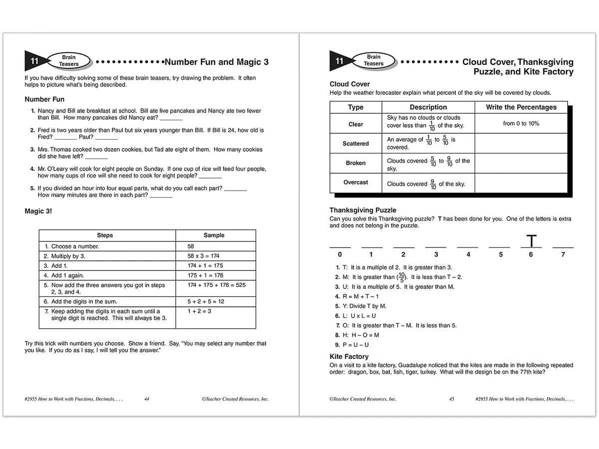 How to Work with Fractions, Decimals & Percents Workbook - US 8973