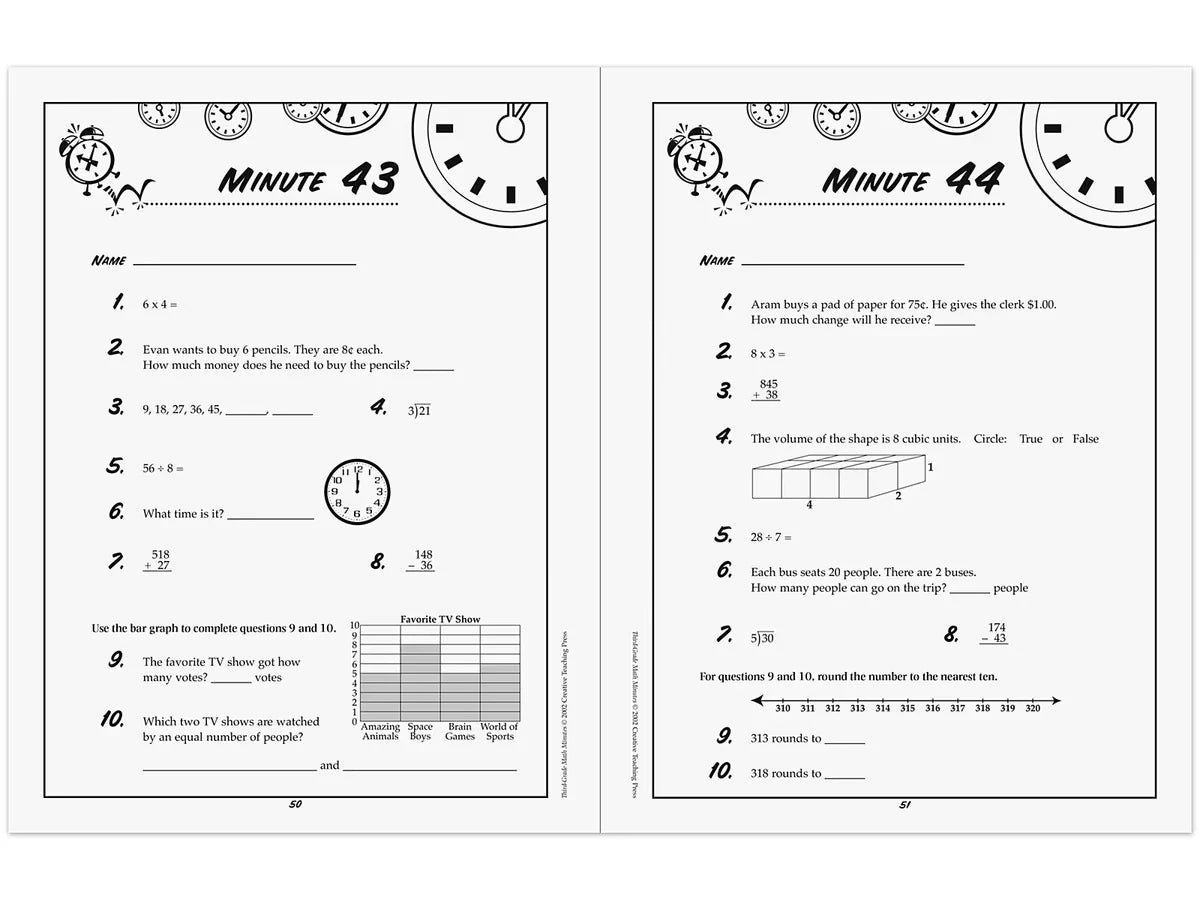 Math Minutes Workbook - Gr. 3 - US 8625