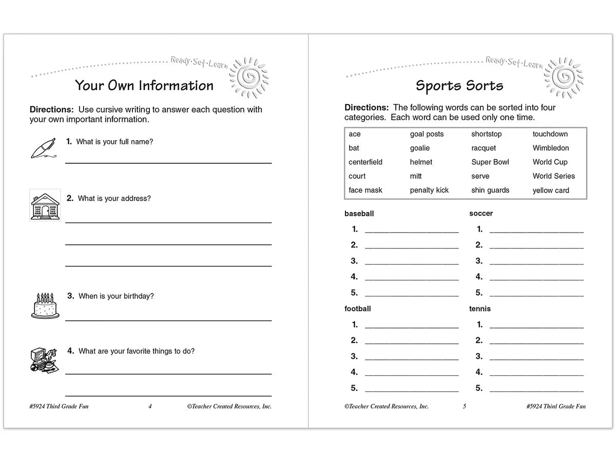 Third-Grade Fun Workbook - US 1112