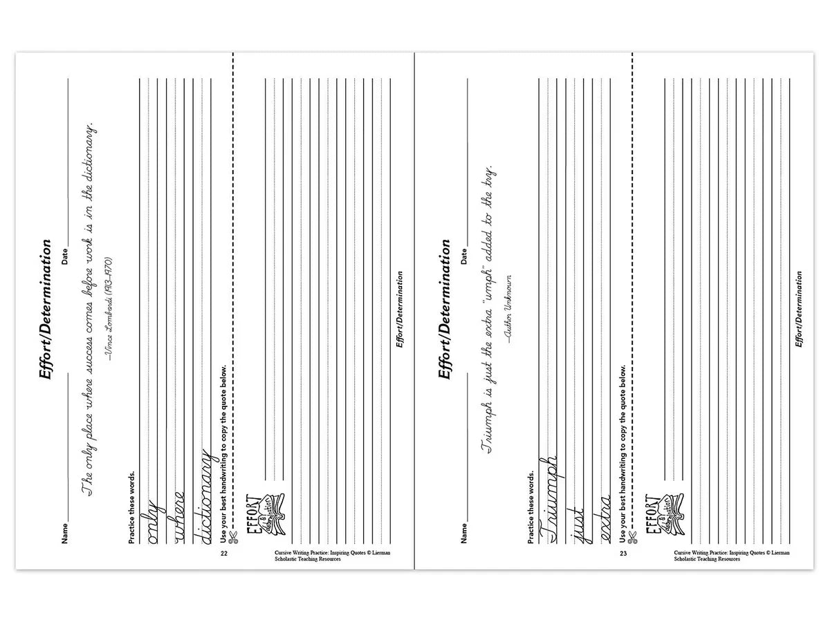 Cursive Writing Practice with Inspiring Quotes Workbook - US 9339