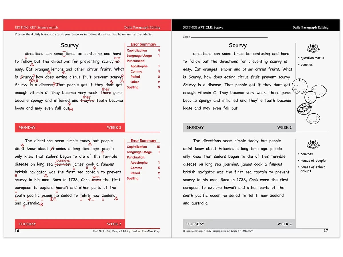 Daily Paragraph Editing Workbook - Gr. 6 - US 7982