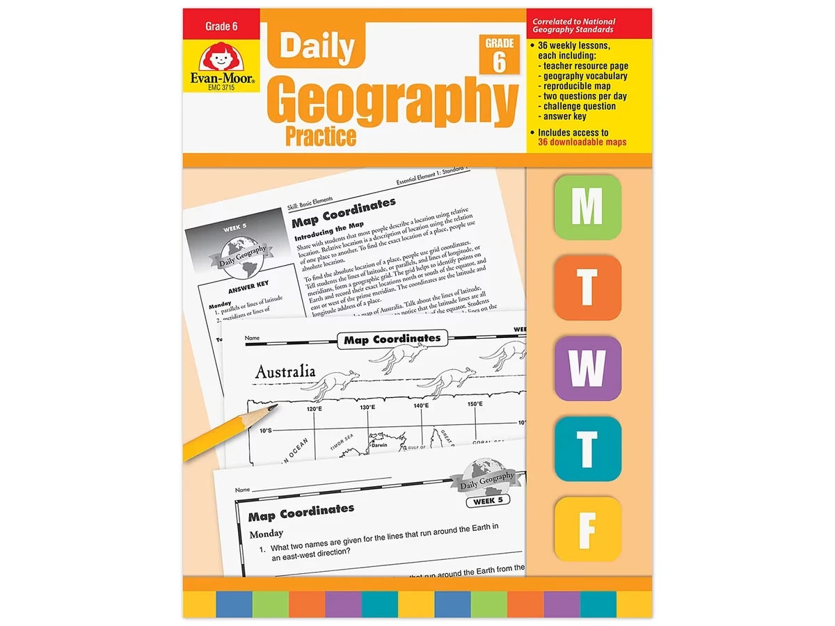 Daily Geography Practice Workbook - Gr. 6 - US 3844