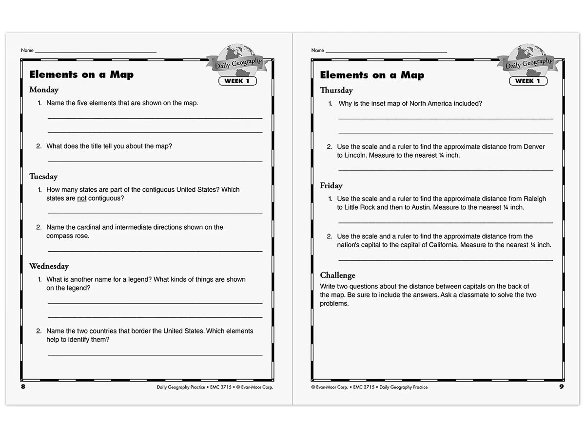 Daily Geography Practice Workbook - Gr. 6 - US 3844