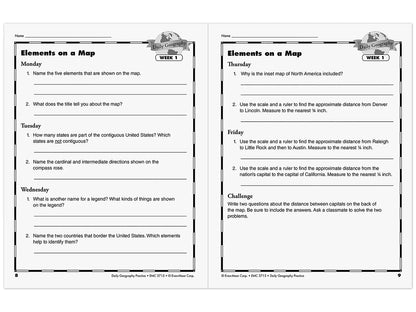 Daily Geography Practice Workbook - Gr. 6 - US 3844