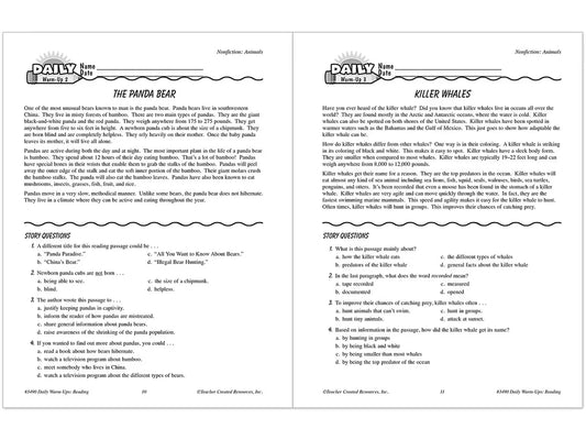 Reading Daily Warm-Ups Workbook - Gr. 4 - US 6984