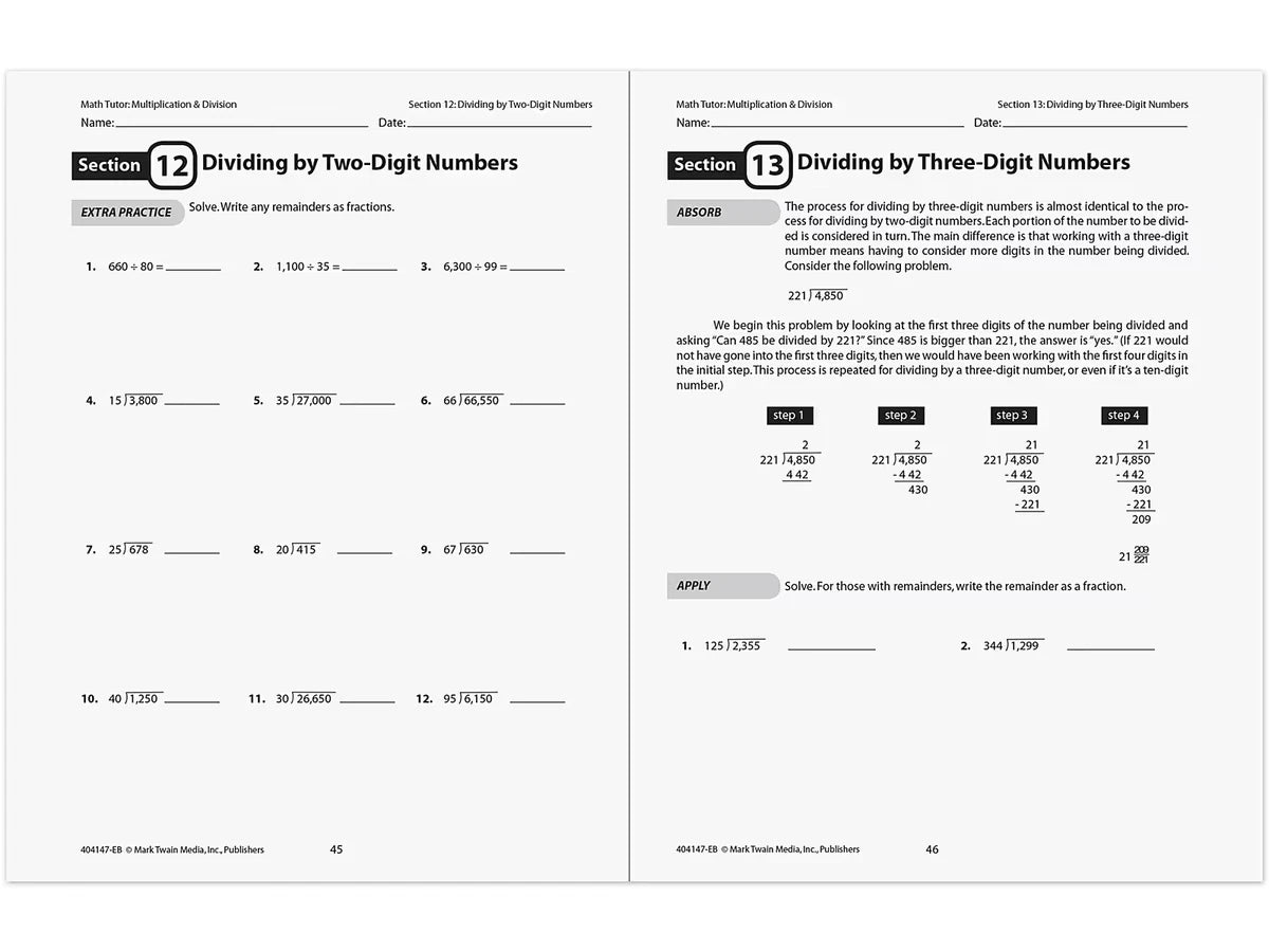 Multiplication & Division Workbook - US 3519