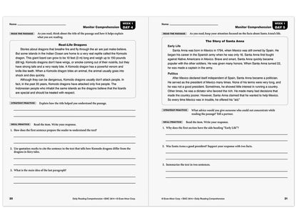 Daily Reading Comprehension Activities Workbook - Gr. 4 - US 4056