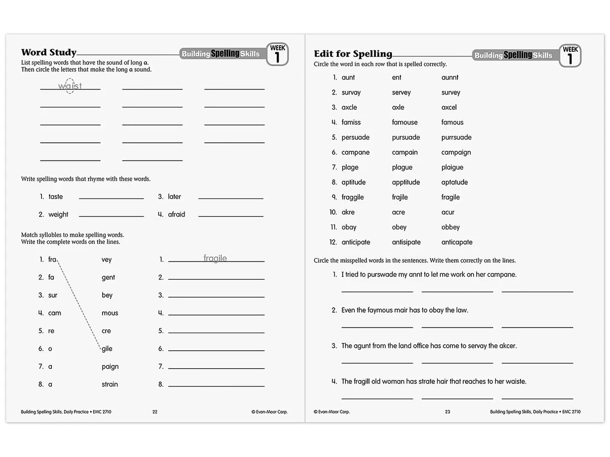 Building Spelling Skills Workbook - Gr. 6 - US 9704