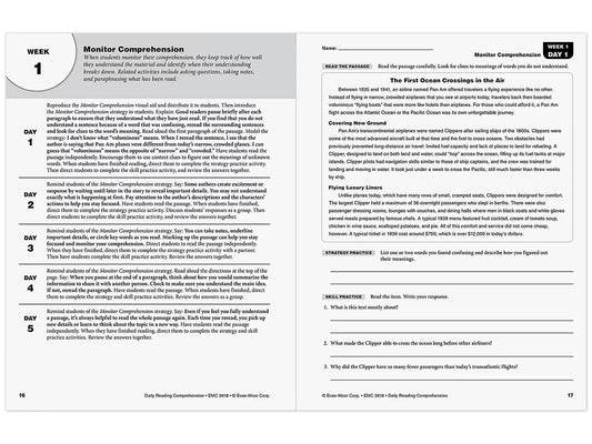 Daily Reading Comprehension Activities Workbook - Gr. 8 - US 5143