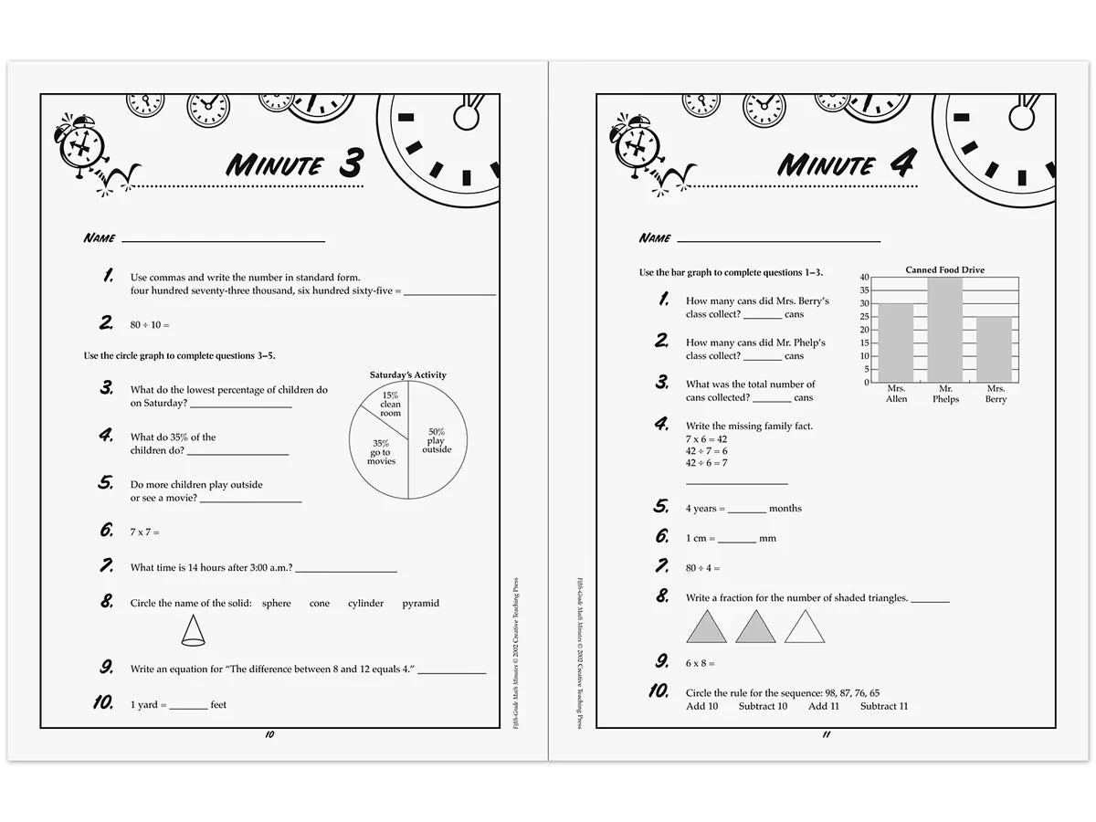 Math Minutes Workbook - Gr. 5 - US 8596