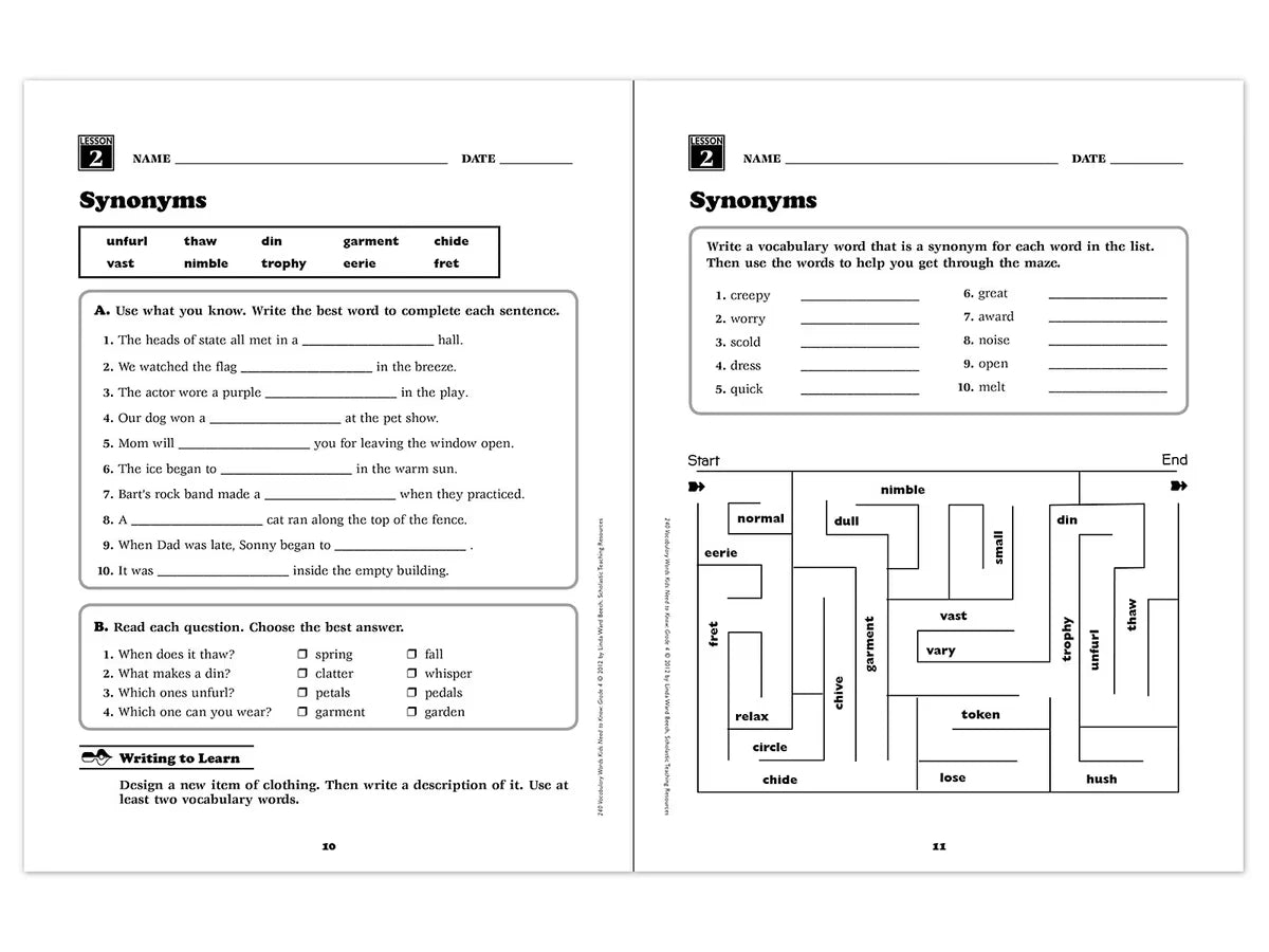 240 Words Kids Need to Know Workbook - Gr. 4 - US 1391
