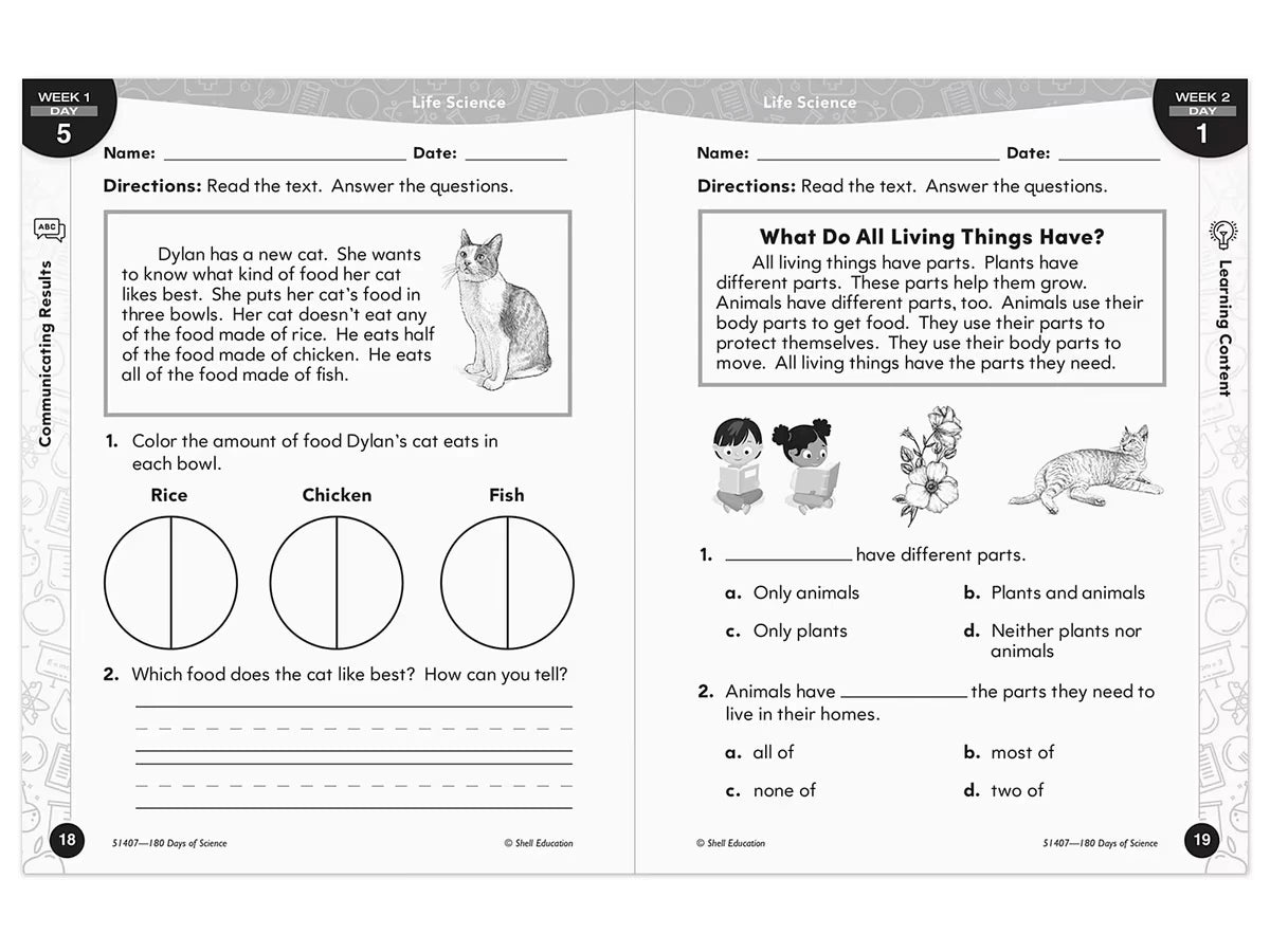 180 Days of Science Workbook - Gr. 1 - US 3949