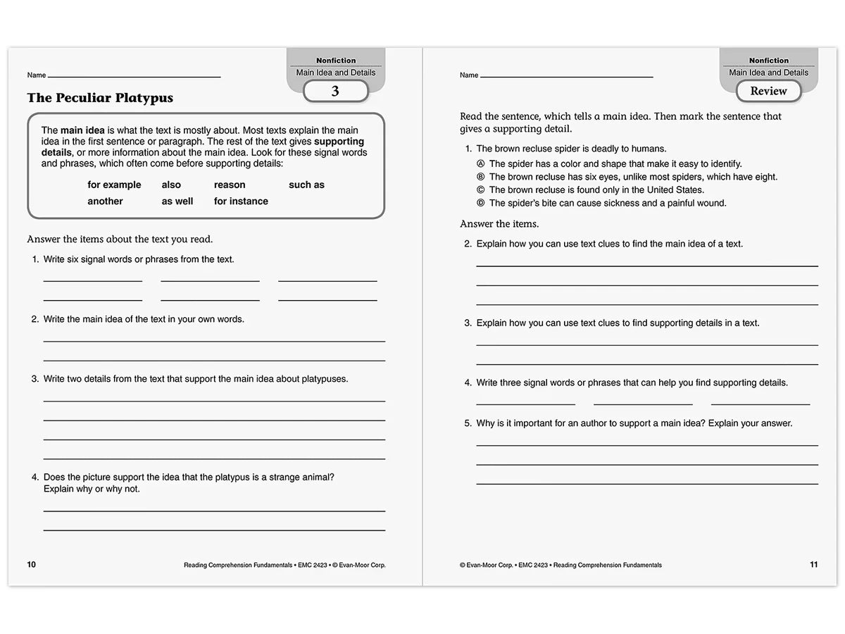 Reading Comprehension Fundamentals Workbook - Gr. 3 - US 2419