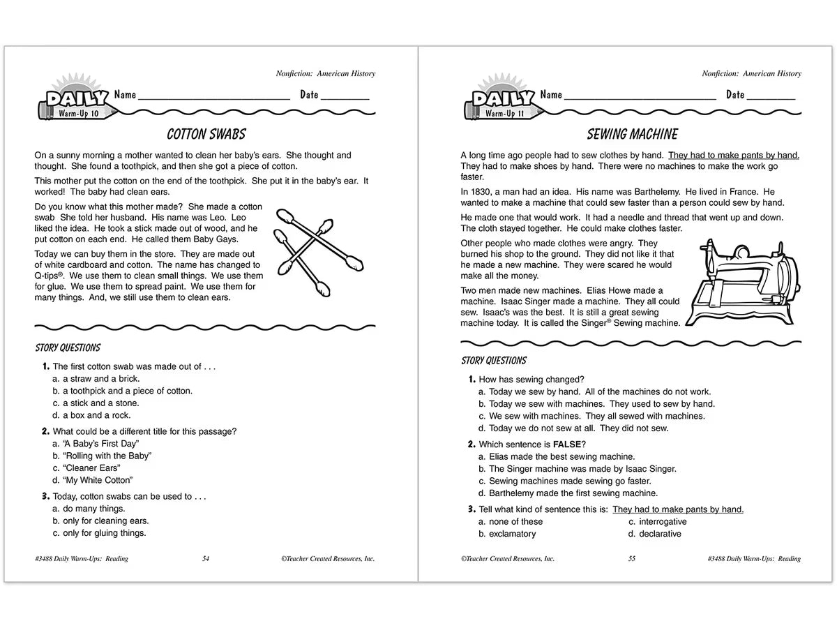 Reading Daily Warm-Ups Workbook - Gr. 2 - US 2549