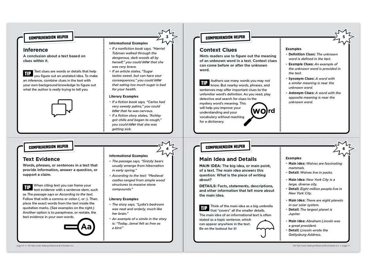Making Inferences 100 Task Cards Workbook - US 3605
