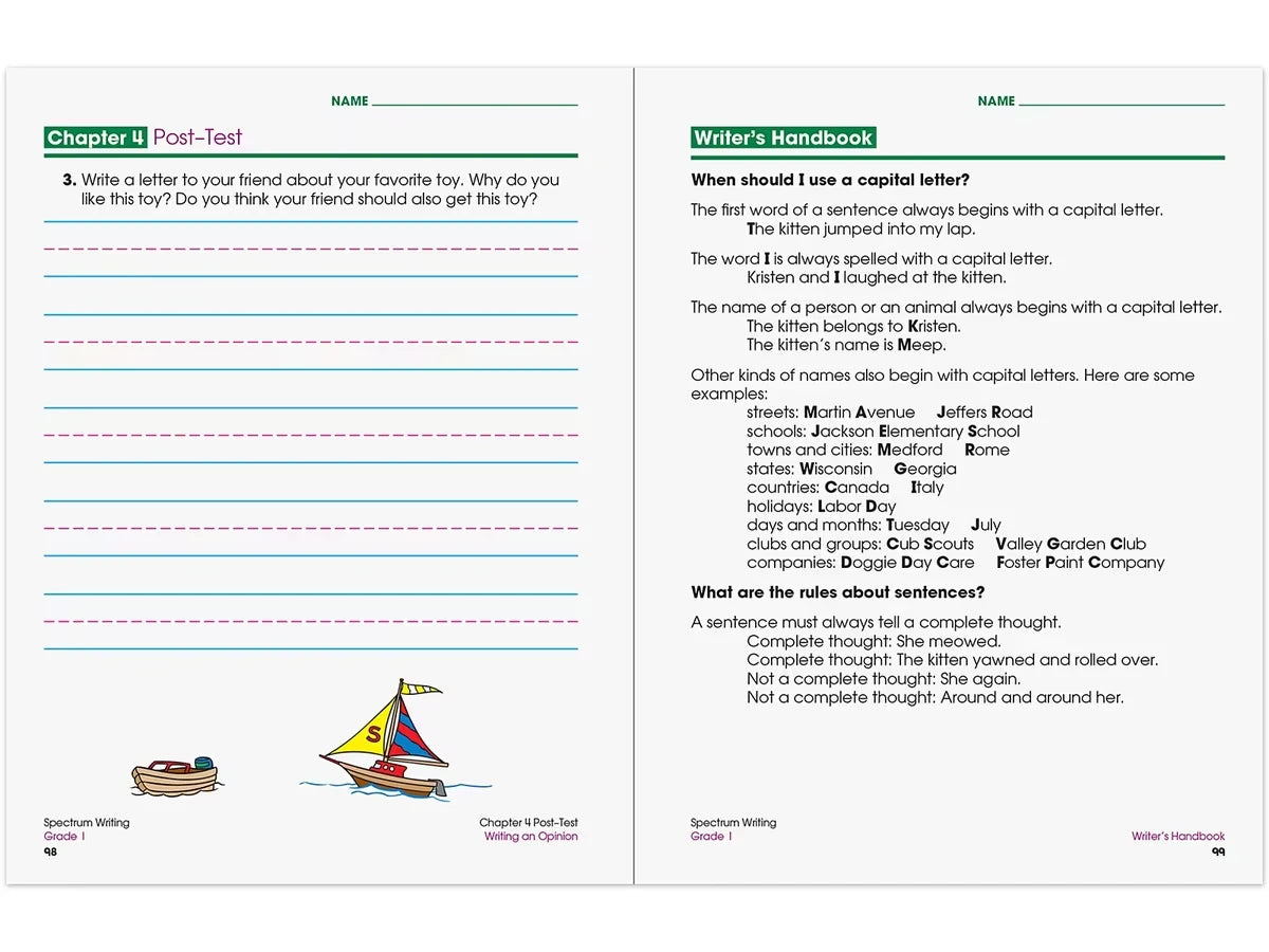 Spectrum® Writing Workbook - Gr. 1 - US 9652