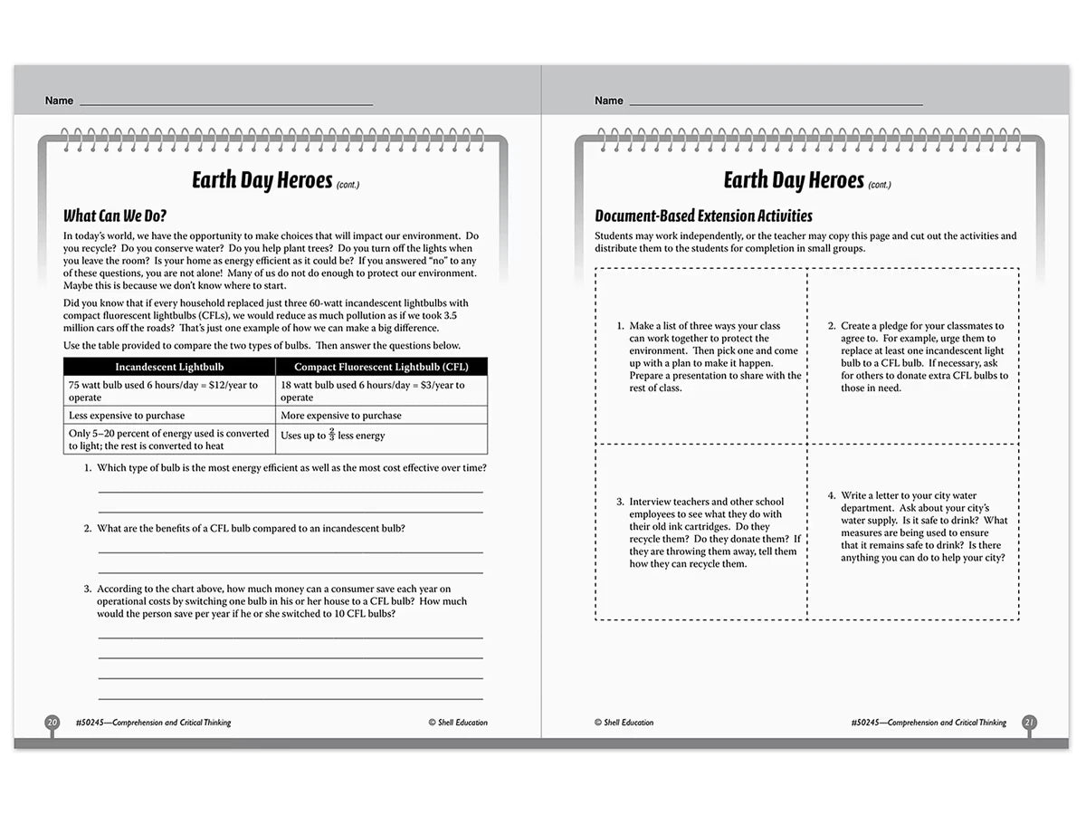 Comprehension and Critical Thinking Workbook - Gr. 5 - US 5622