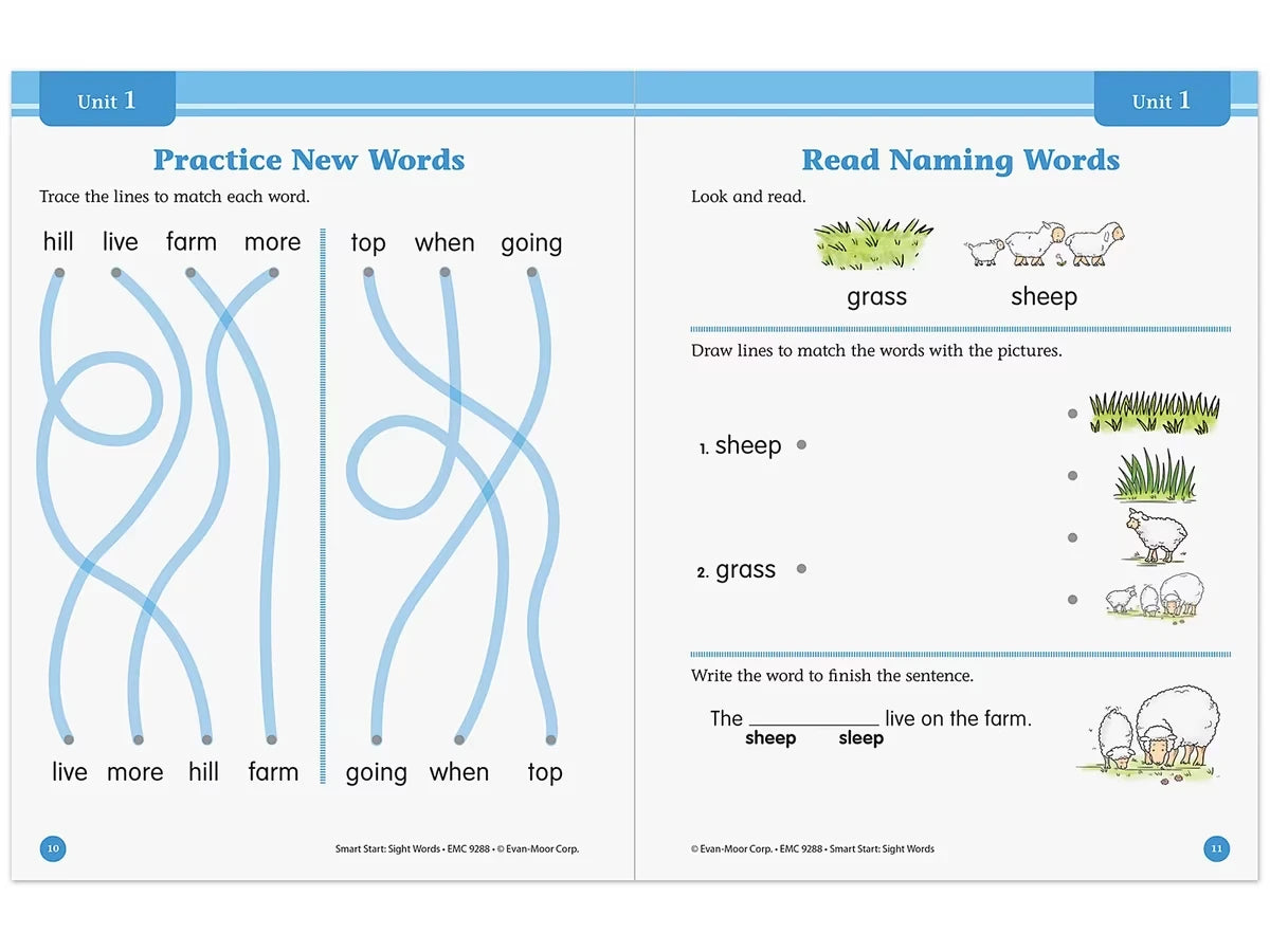 Sight-Words Smart Start Workbook - Kindergarten - US 3401