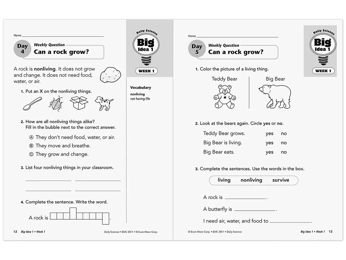 Daily Science Reproducible Activities Workbook - Gr. 1 - US 1178