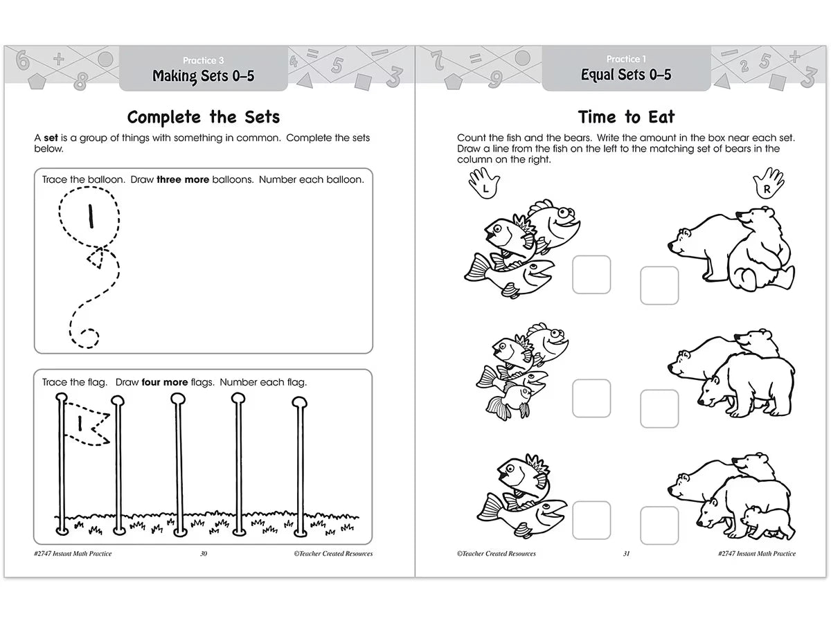 Instant Math Practice Workbook - Kindergarten - US 9561