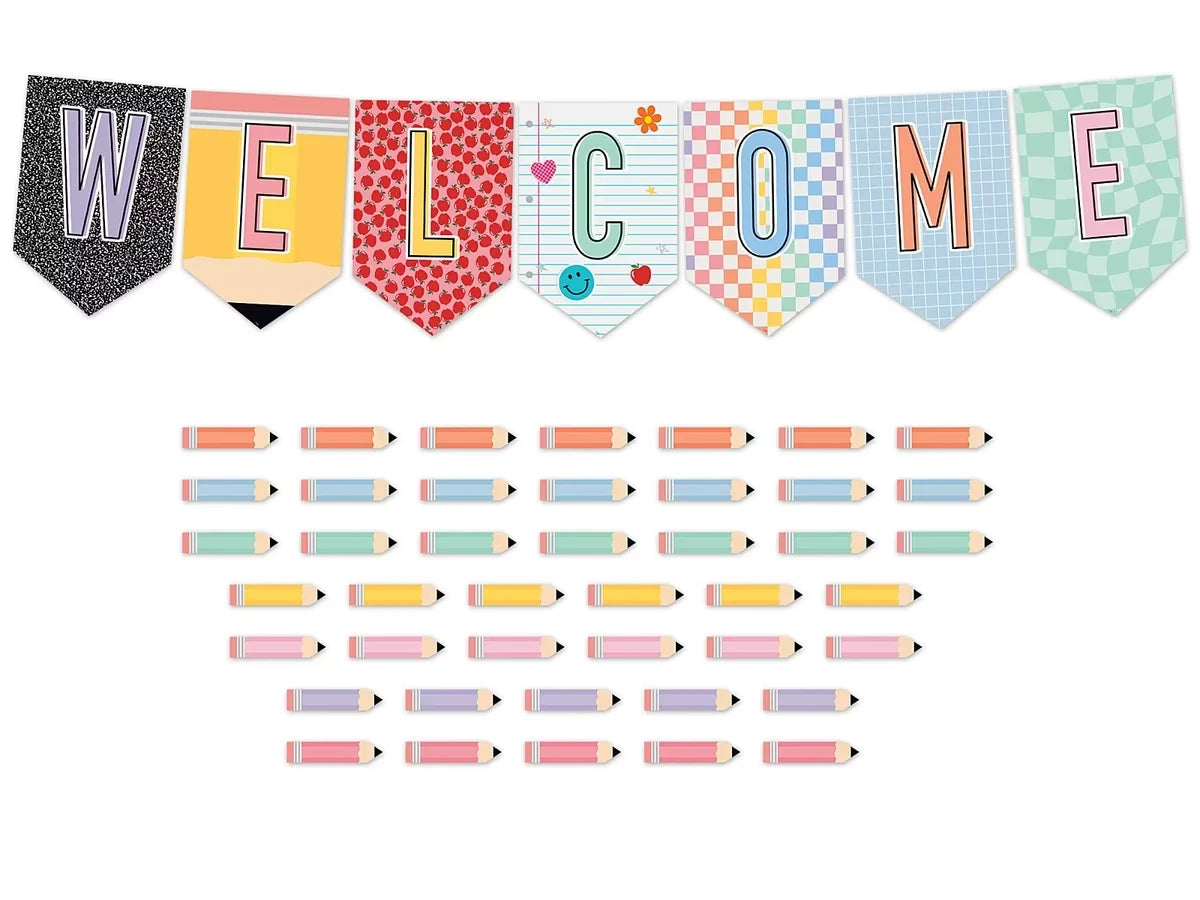 Cool for School Welcome Pennant Bulletin Board Set - US 1755