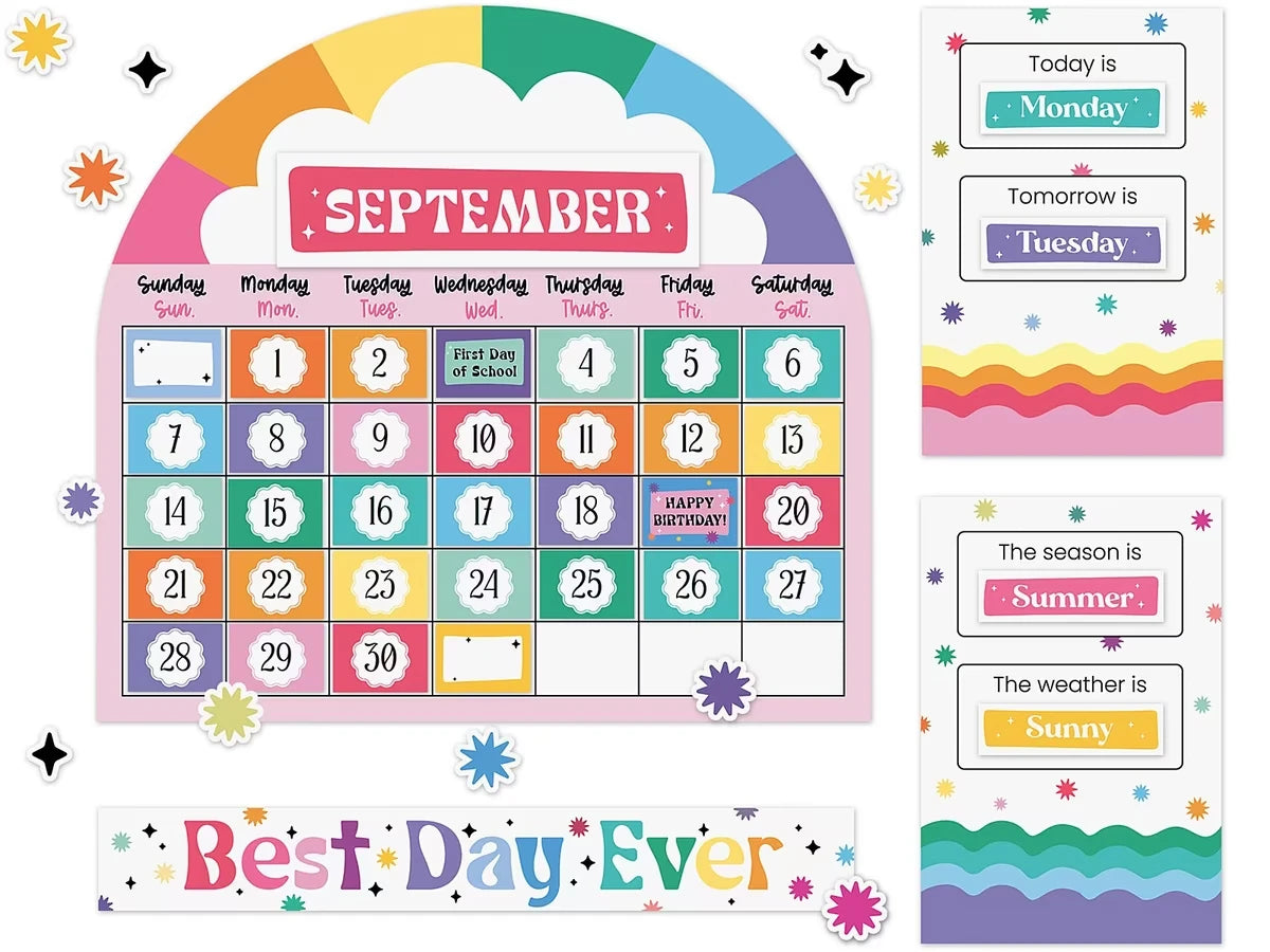 Retro Remix Best Day Ever Calendar Bulletin Board Set - US 9329