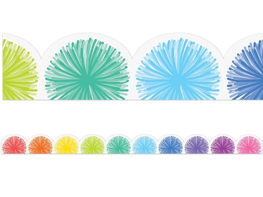 Colorful Poms Rainbow Scalloped Border - US 2000