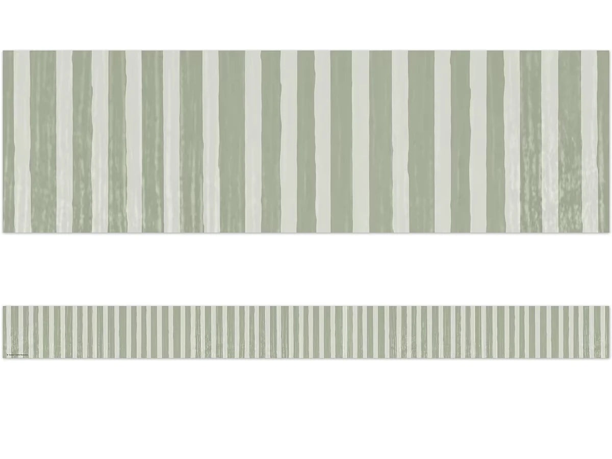 Classroom Cottage Sage Green Striped Border - US 9616