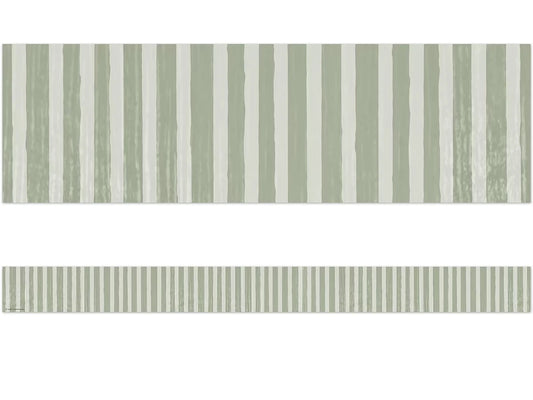 Classroom Cottage Sage Green Striped Border - US 9616