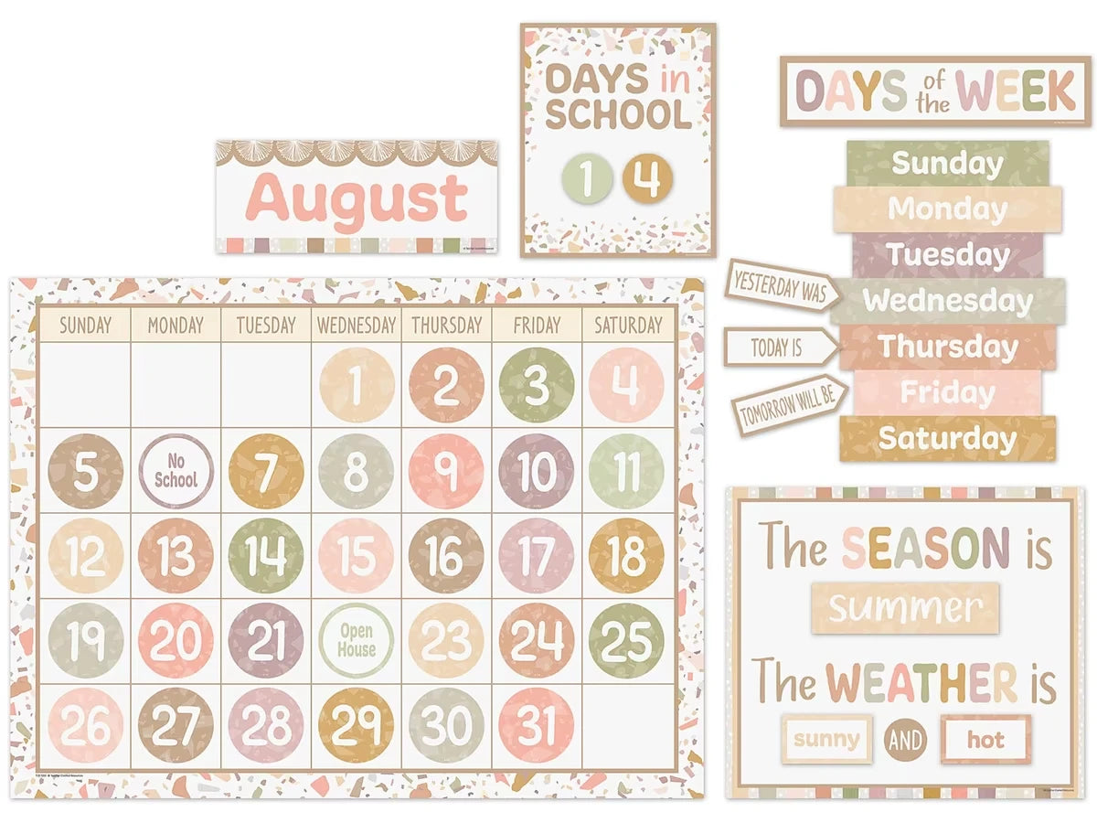 Terrazzo Tones Calendar Bulletin Board Set - US 9875